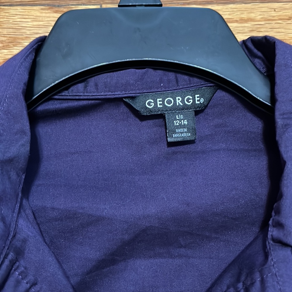 George- long sleeve plum button down dress shirt- like new - Picture 2 of 10